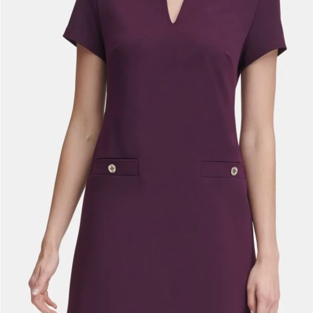 Tommy Hilfiger Plum Shift Dress with Gold Ring Detail